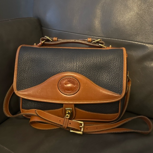 Dooney & Bourke Dark Navy and Brown Crossbody Bag - Picture 2 of 11